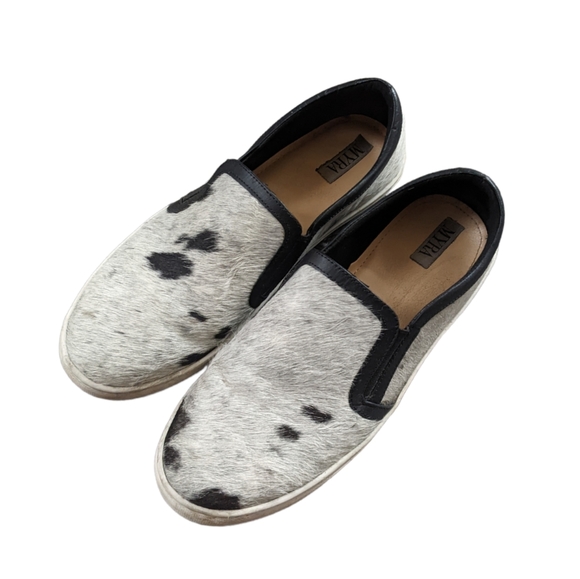 Myra Bag Shoes - Myra Black and White Hair on Hide Cow Print Slip On Sneaker Women's Size 9